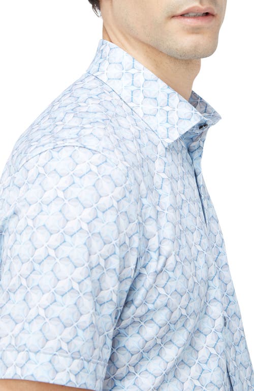 Shop Bugatchi Miles Ooohcotton® Abstract Print Short Sleeve Button-up Shirt In Air Blue