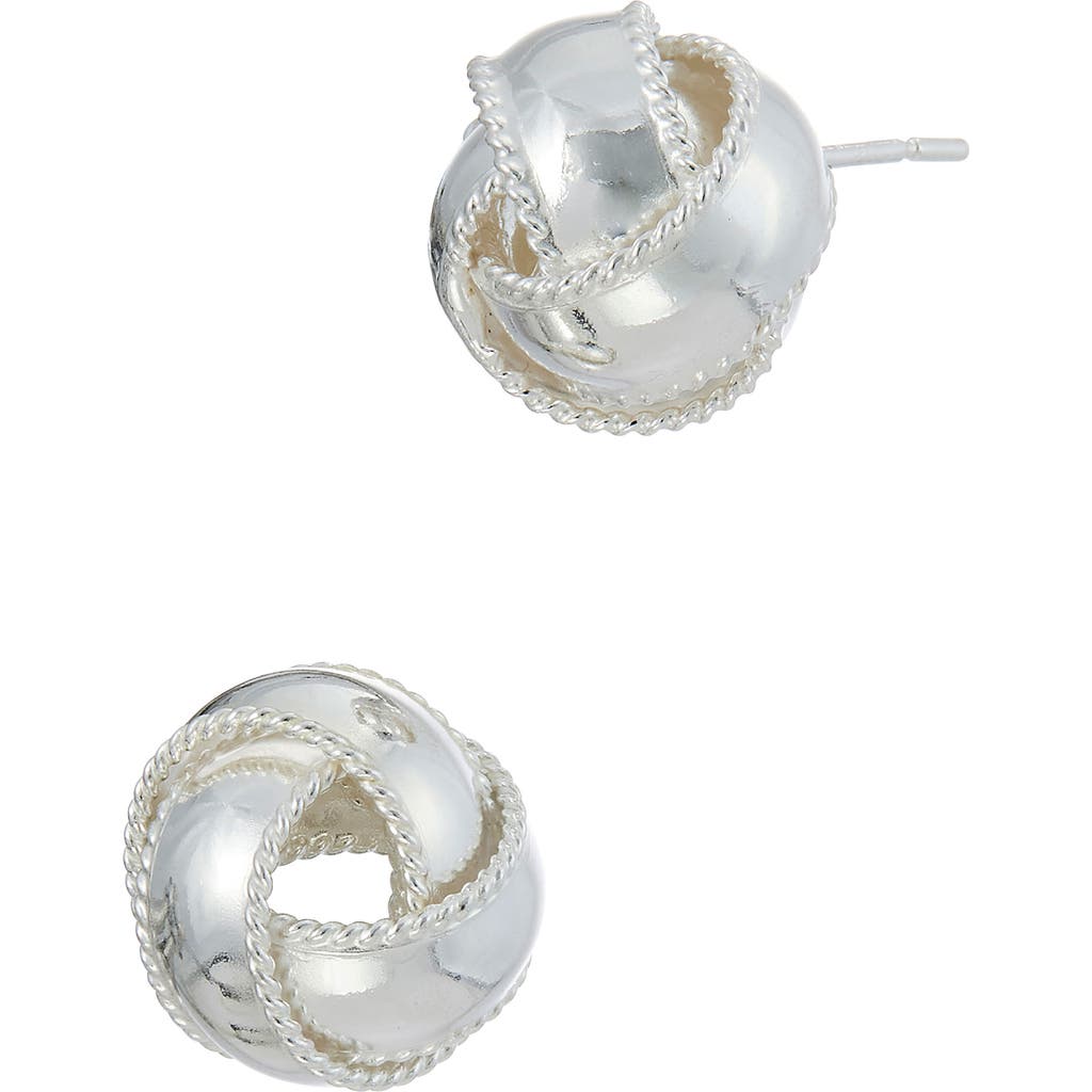 Savvy Cie Jewels Knot Stud Earrings In Silver