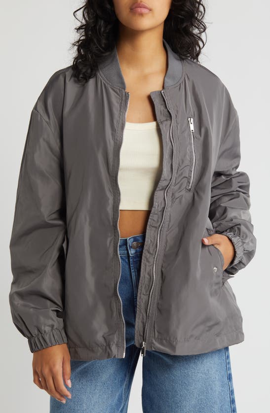 Shop Noisy May Ava Bomber Jacket In Charcoal Gray