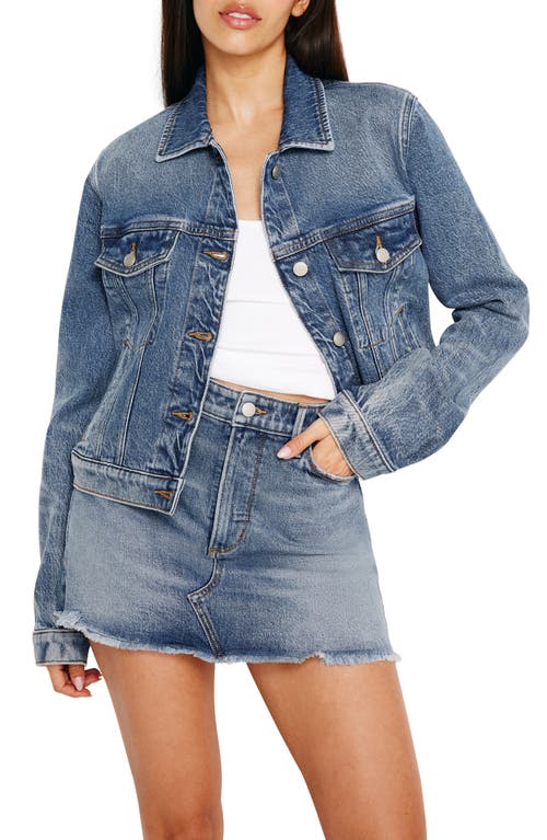 Shop Good American Committed To Fit Denim Jacket In Indigo734