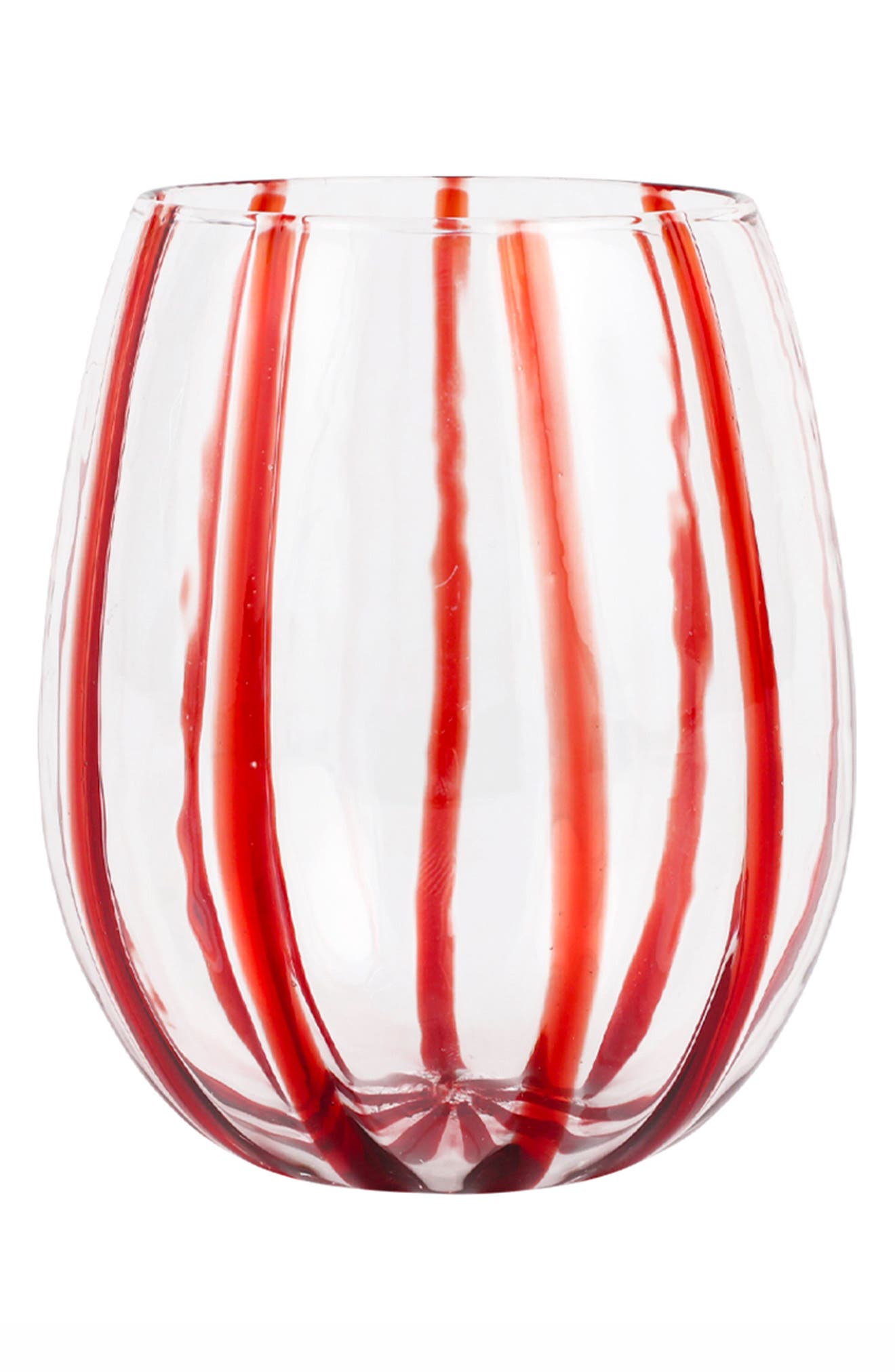 VIETRI Nuovo Stripe Stemless Glass in Red 