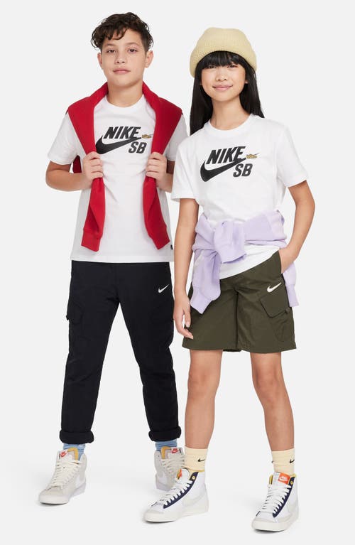 Shop Nike Kids' Sportswear Logo Cotton Graphic T-shirt In White