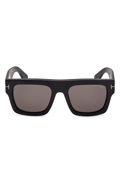 Tom Ford Fausto 53mm Geometric Sunglasses In Matte Black/smoke