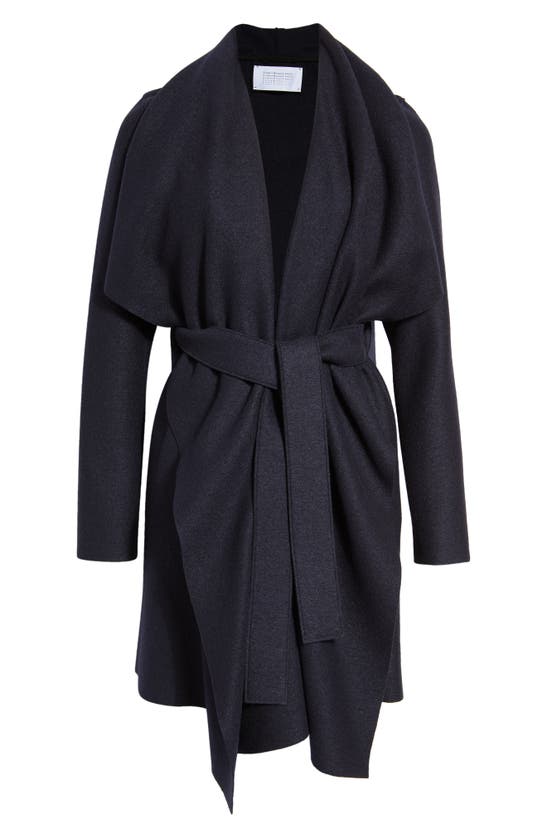 Harris Wharf London Draped Wool Coat In Navy Blue