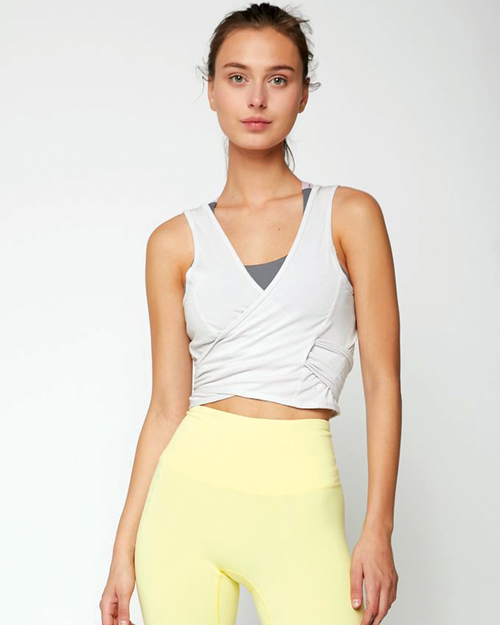 Rebody Active Metamorph Wrap Tie Tank In Ice Grey