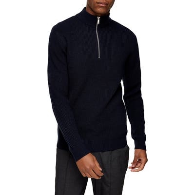 Topman Half Zip Mock Neck Sweater