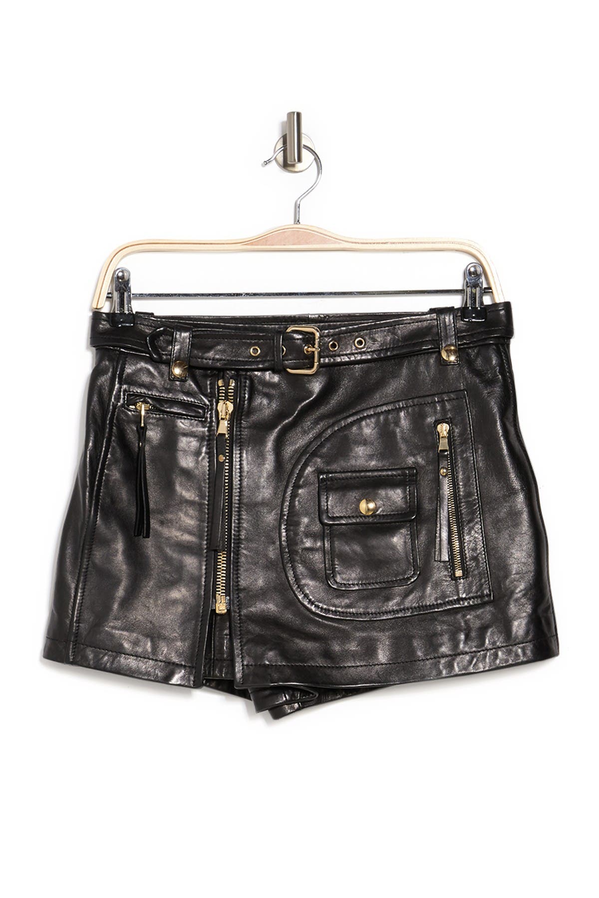 Red Valentino Leather Shorts In Nero 0no