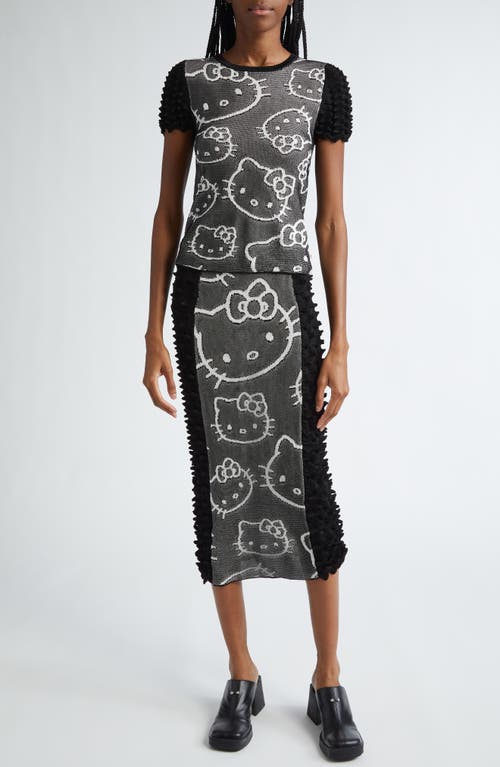 Shop Chet Lo X Sanrio Hello Kitty® Spike Knit Short Sleeve Sweater In Black/white