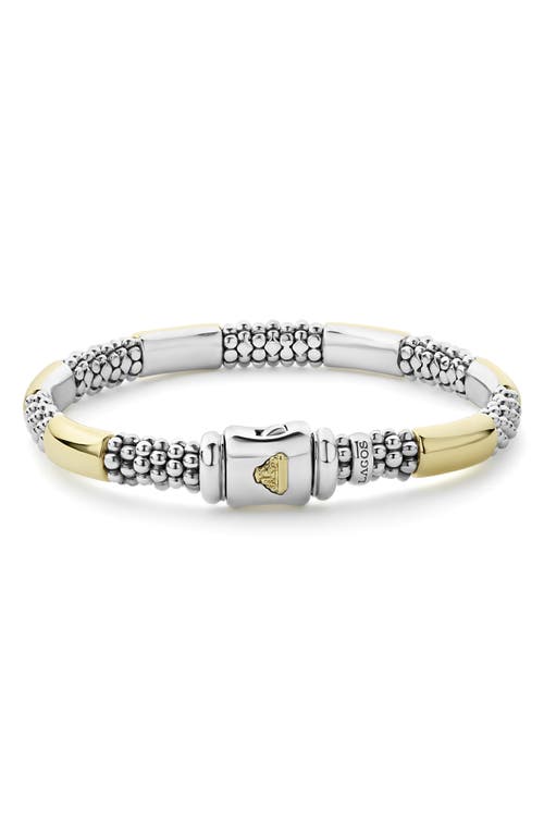 Shop Lagos Signature Caviar High Bar Rope Bracelet In Silver/gold