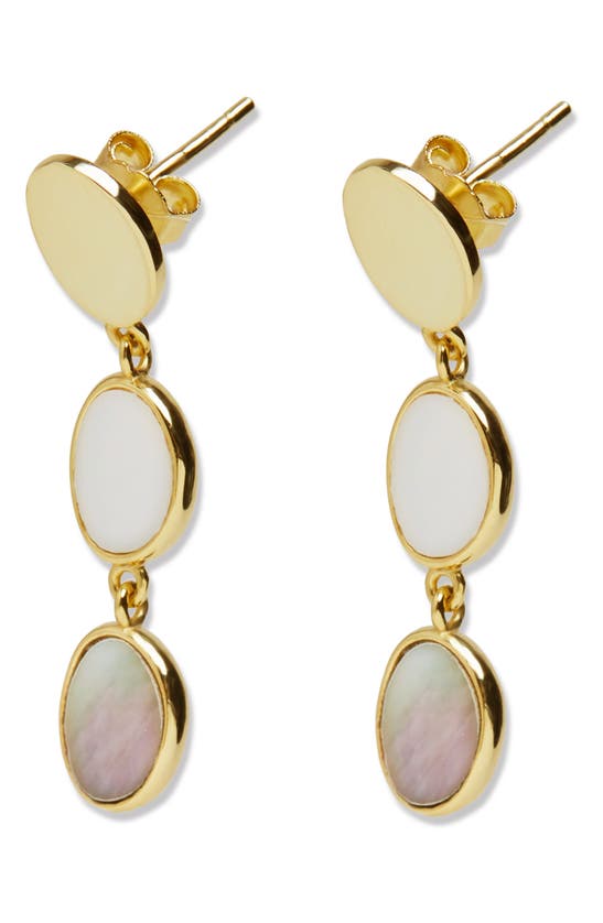 Shop Argento Vivo Sterling Silver Mother-of-pearl Linear Drop Earrings In Gold