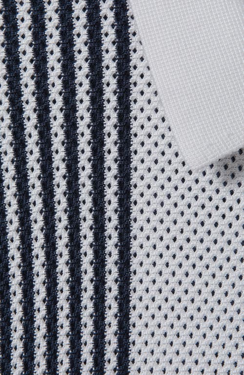 Shop Reiss Berlin Open Stitch Half Zip Polo Sweater In Blue/white