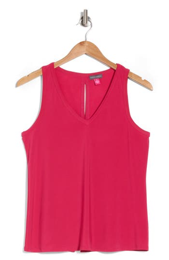 Vince Camuto V-neck Split Back Tank In Jazzy Red