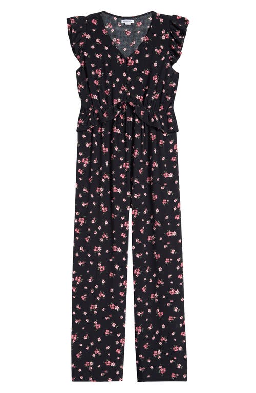 Shop Nordstrom Kids' Floral Ruffle Jumpsuit In Black- Multi Amelie Floral