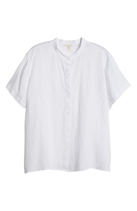 Eileen Fisher White Blouse Womens 1X Tencel Shirt Top Forward Seam 2Button  190428532587 on eBid United States