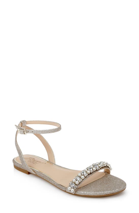 Jewel Badgley Mischka Daria Ankle Strap Sandal In Gold Glitter