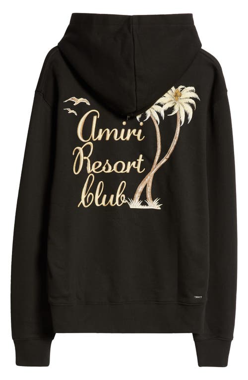 Shop Amiri Resort Club Logo Cotton Hoodie In Black