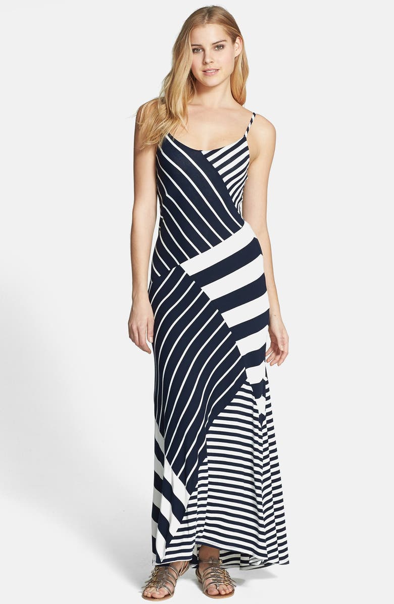 Vince Camuto Mixed Stripe Print Jersey Maxi Dress | Nordstrom