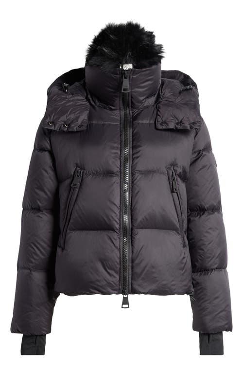Sam . Kaia Water Resistant Down Puffer Jacket With Removable Genuine Shearling Trim In Black