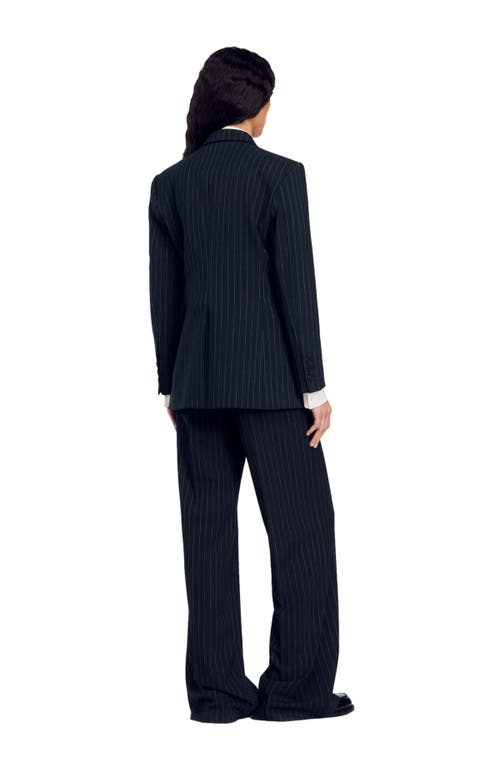Sandro Courbevoie Striped Blazer In Black