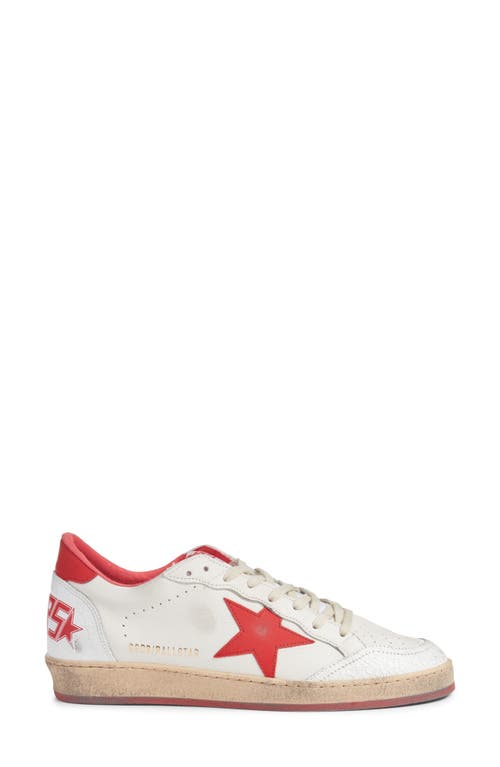 Shop Golden Goose Ball Star Low Top Sneaker In White/strawberry Red