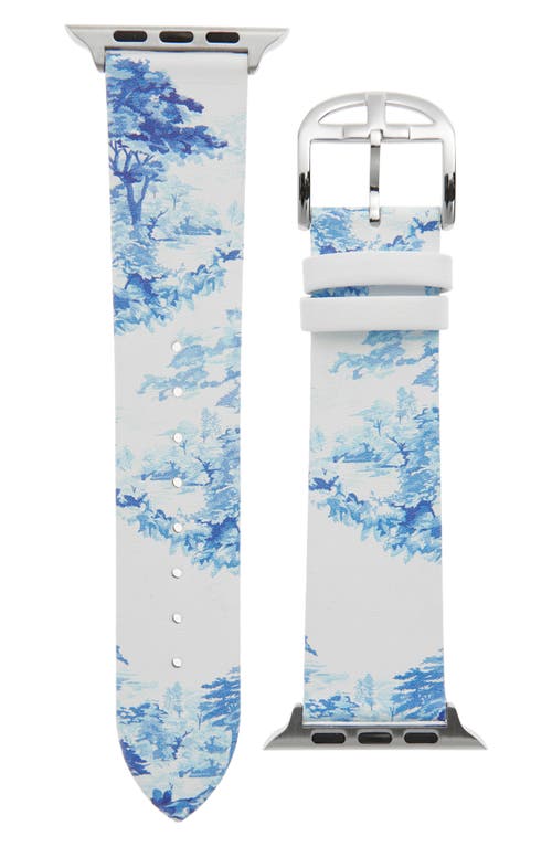 Ted Baker London Leather Apple Watch® Watchband in White/Blue