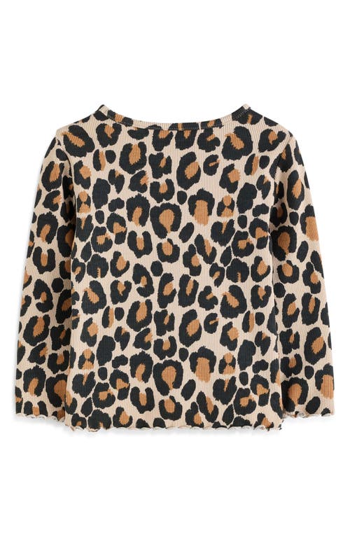 Shop Next Kids' Leopard Print Long Sleeve Cotton Rib Top In Yellow