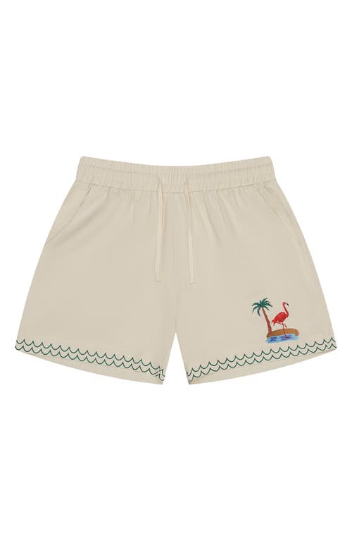 MAVRANS Flamingo Beach Drawstring Shorts in White Multi at Nordstrom, Size Small