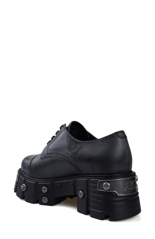 Zigi Lomina Platform Cap Toe Derby In Black Leather