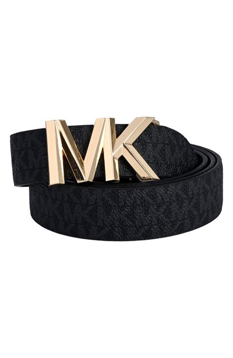 Michael Kors Womens Mk Logo Reversible Belt Brown/Black (L) at