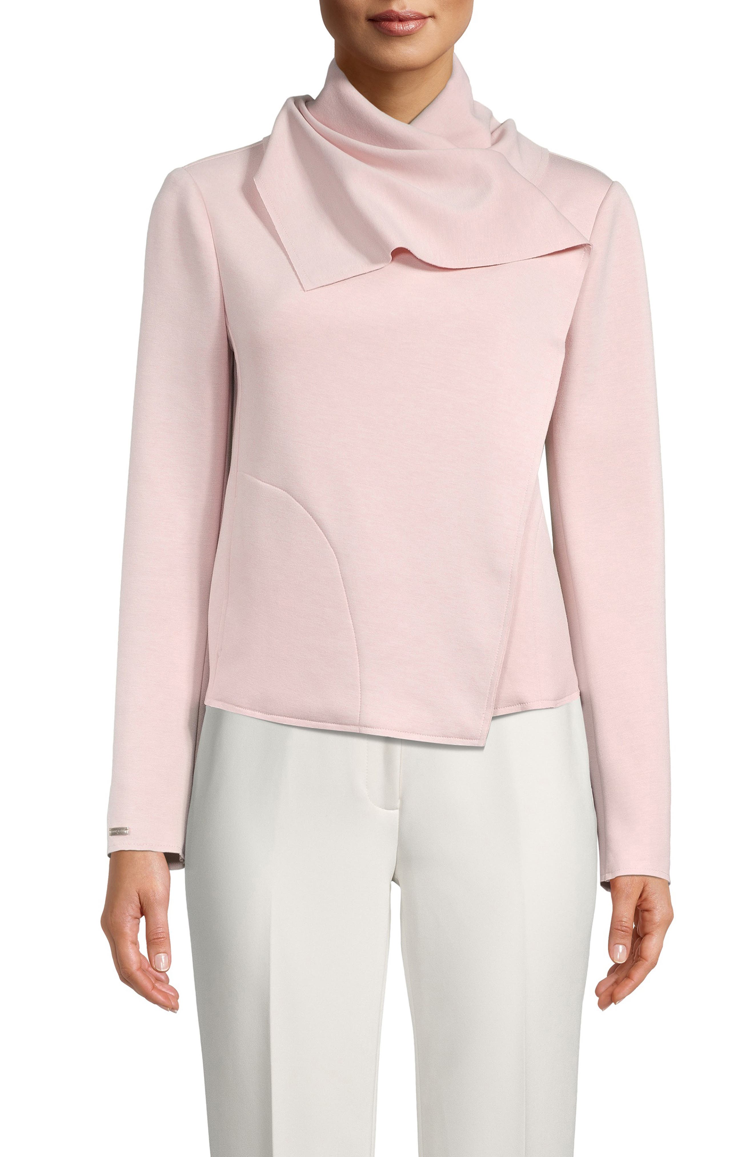 anne klein scuba asymmetric front jacket