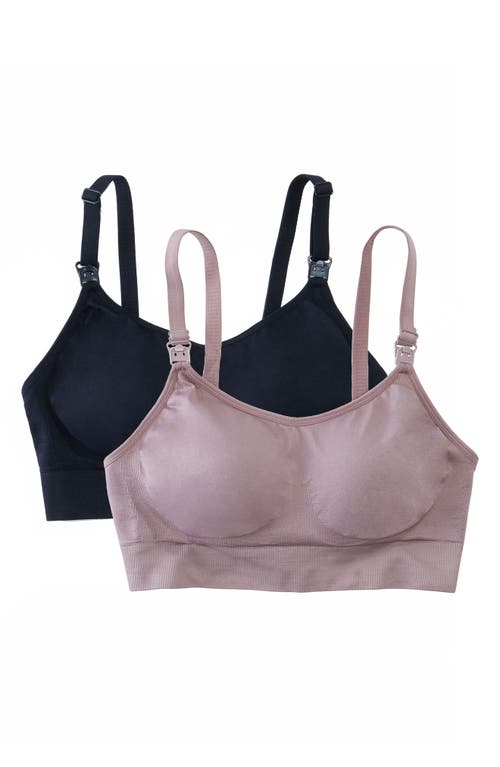 Ingrid & Isabel Set of 2 Drop Cup Nursing Bras Black /Mauve at Nordstrom,