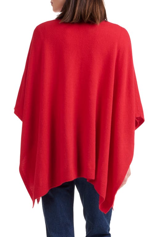 Amicale Funnel Neck Cashmere Poncho In Red