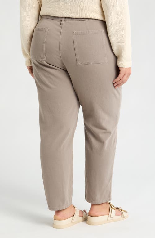 Shop Eileen Fisher Ankle Taper Leg Organic Cotton Pants In Reed