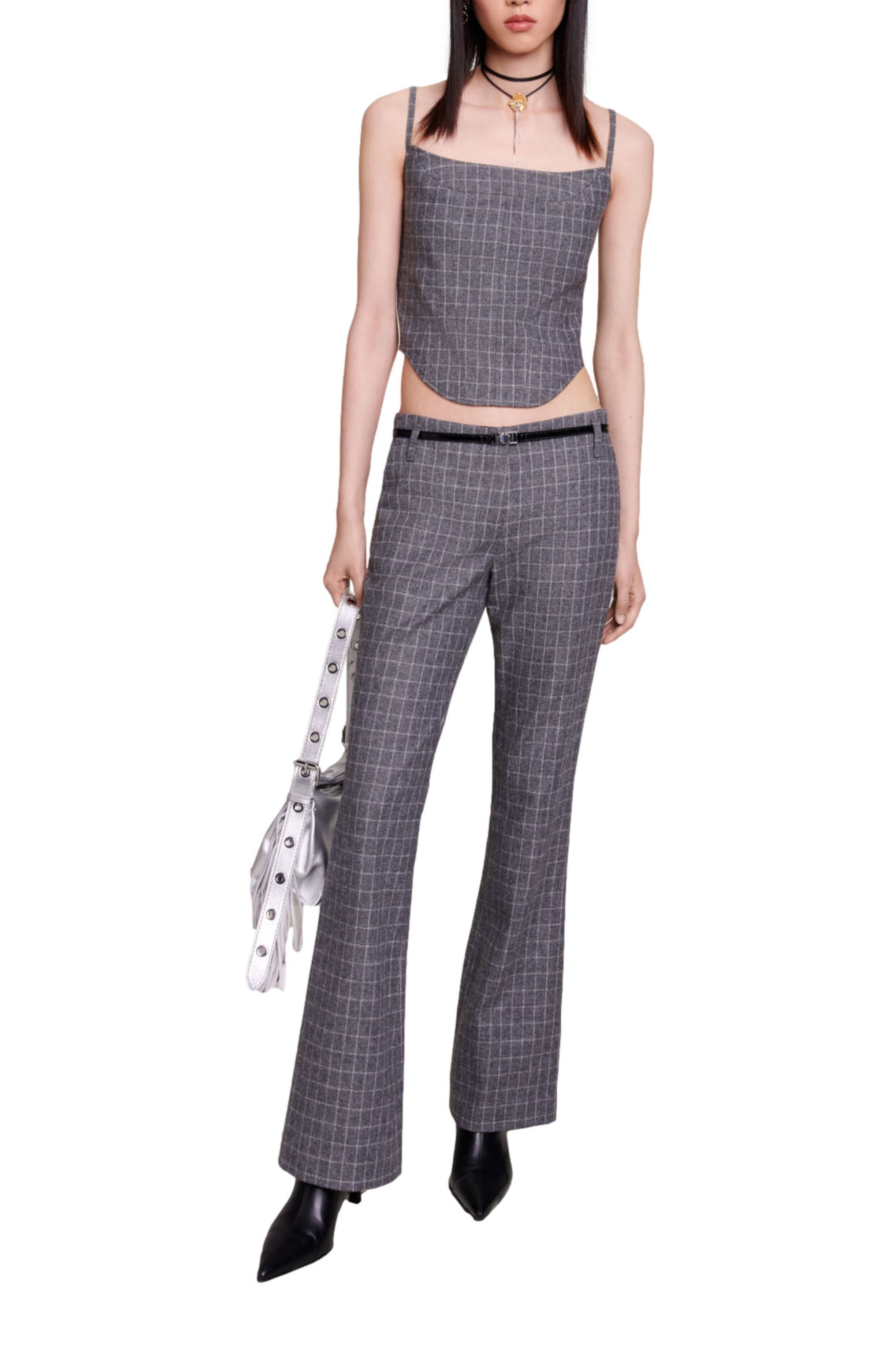 PLEATED WIDE PANTS (WINDOWPANE)