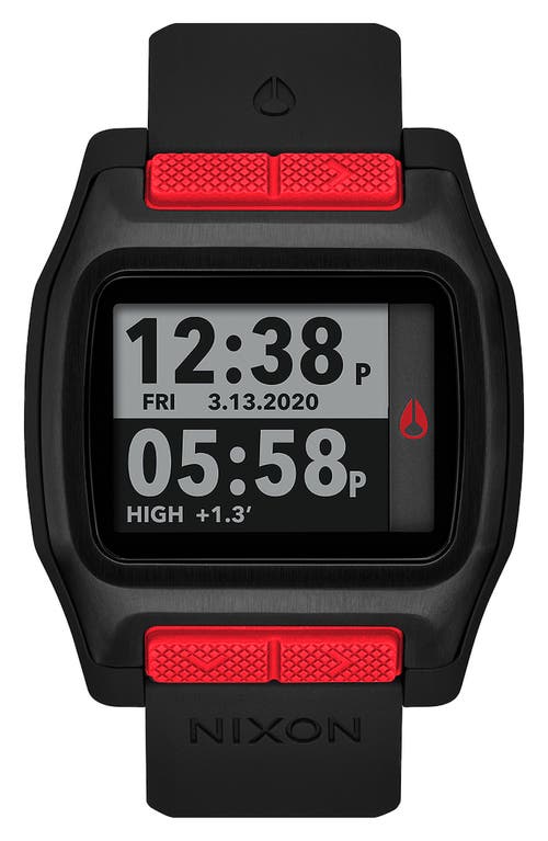 Nixon High Tide Digital Silicone Strap Watch, 44mm In Black