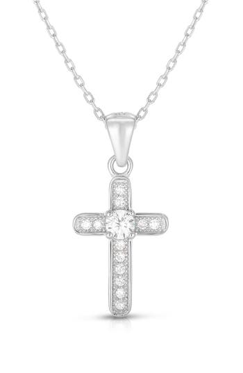Sphera Milano 14k Gold Plated Cross Pendant Necklace In Silver
