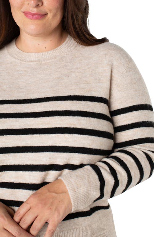 Shop Liverpool Los Angeles Stripe Crewneck Sweater In Oatmeal Heather Stripe