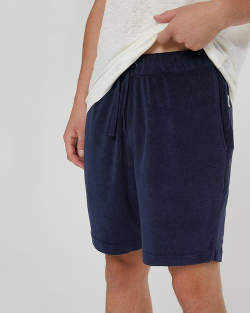 Onia Terry Pull On 7 Shorts In Deep Navy