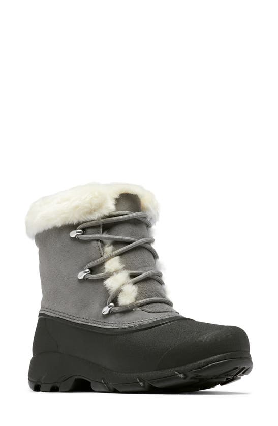 Sorel Snow Angel Faux Fur Detail Waterproof Boot In Quarry/ Black