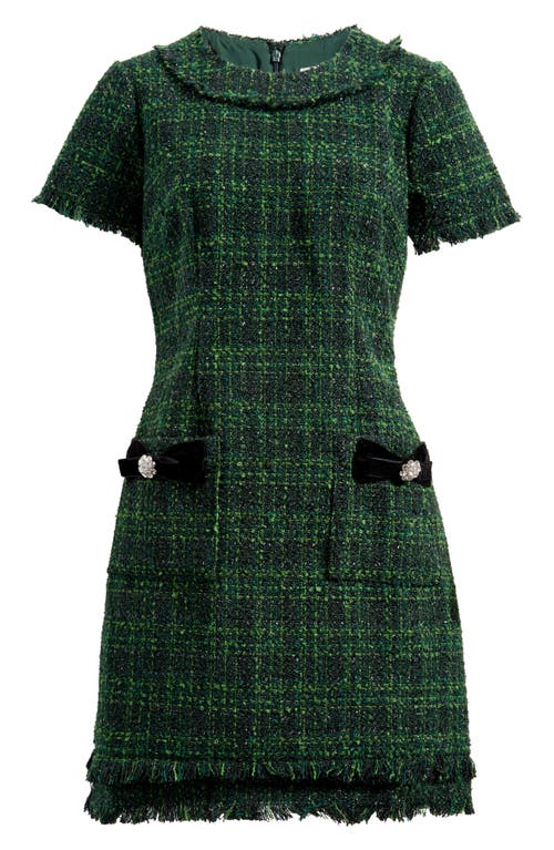 Eliza J Metallic Tweed Dress In Hunter