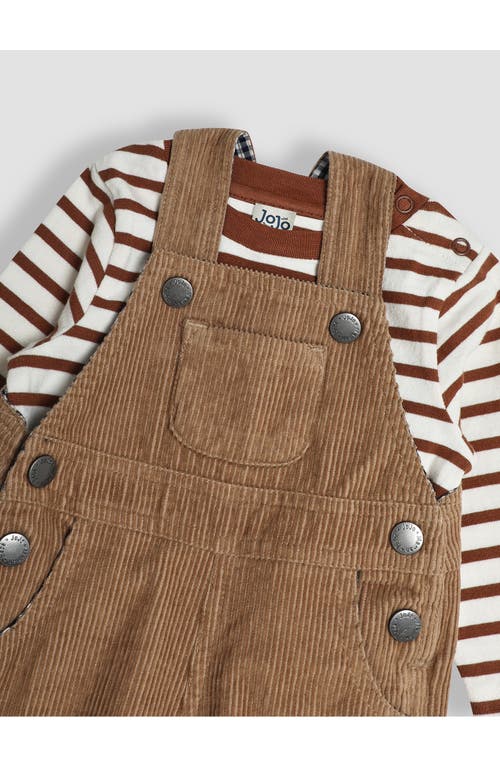 Shop Jojo Maman Bébé Jojo Maman Bebe Stripe Long Sleeve Cotton T-shirt & Corduroy Overalls Set In Stone