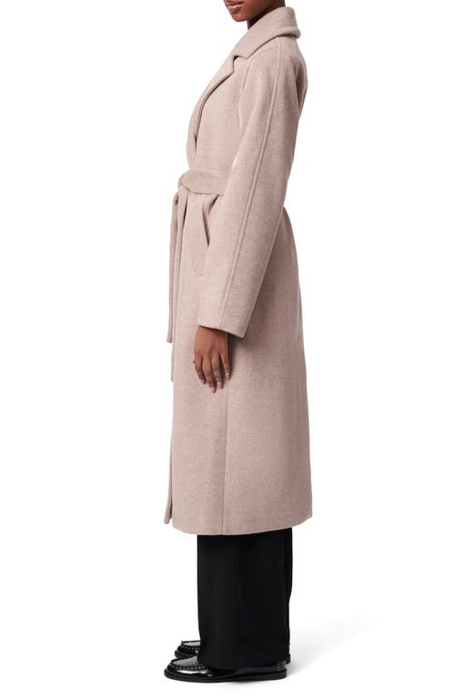 Shop Bernardo Double Breasted Belted Coat In Heather Taupe