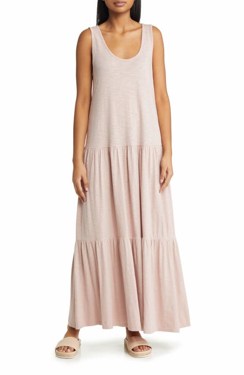 caslon(r) Scoop Neck Tiered Maxi Dress in Pink Adobe