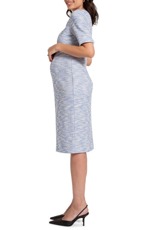 Shop Seraphine Tweed Maternity Dress In Blue