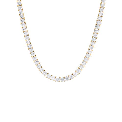 Shop By Adina Eden Cz Princess Cut Tennis Necklace In Gold - 17in