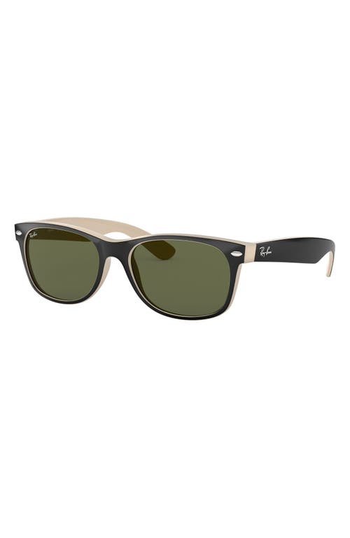 Shop Ray Ban Ray-ban New Wayfarer 55mm Rectangular Sunglasses In Black Beige/green