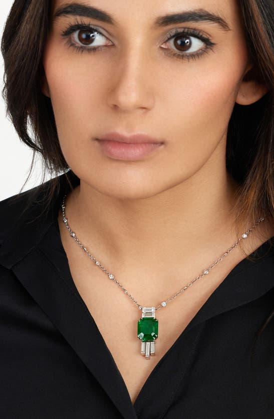 Shop Mindi Mond Emerald & Diamond Pendant Necklace In White/ Emerald/ Diamond