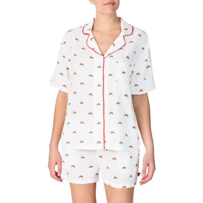 Room Service Love Wins Rainbow Short Pajamas, White (Unisex) (Nordstrom Exclusive)