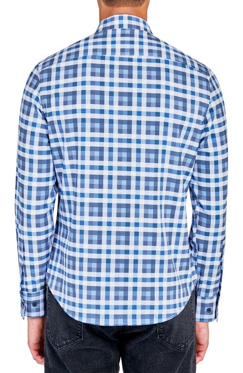 Construct Trim Fit Plaid Performance Button-up Shirt In Blue