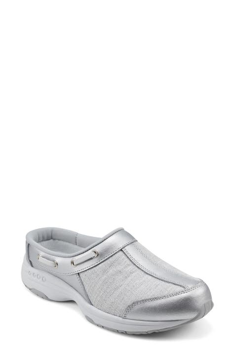 metallic slip on shoes